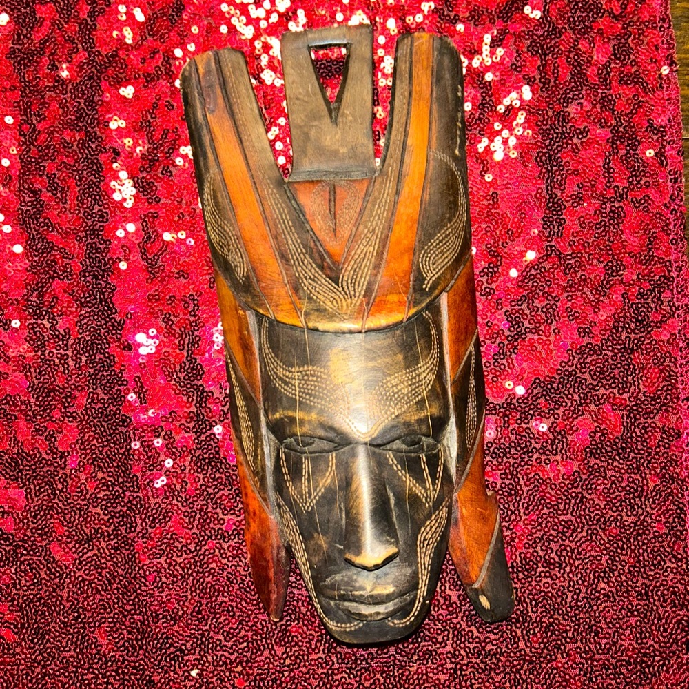 African Kenya Hand Carved Wooden Mask 1991